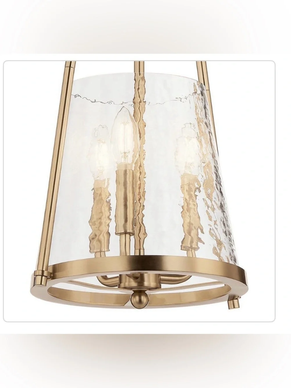 New Kichler Nerine Brass Hanging Pendant Light hammered glass champagne bronze